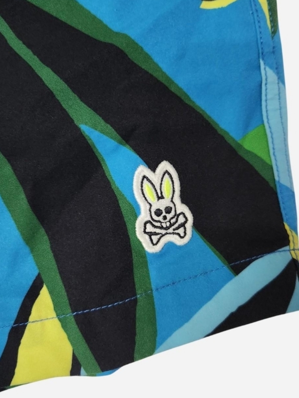 Psycho Bunny Men’s Grey & Neon Green Logo Swim Trunks Size Small EUC - Picture 3 of 8